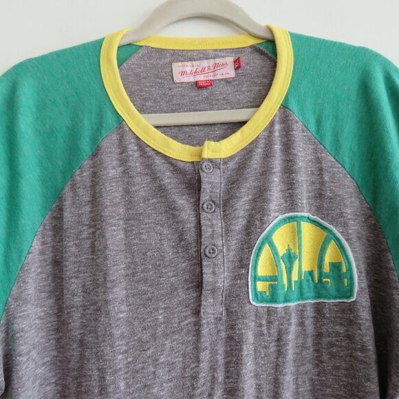 MITCHELL & NESS Seattle Supersonics Henley Basketball Top Sport - Size XL - Picture 5 of 15